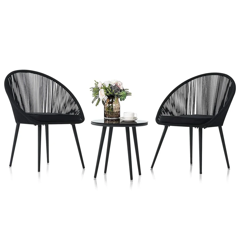 MyGreenearth Outdoor Patio Seating Set 2 Chairs and 1 Table Set (Black)