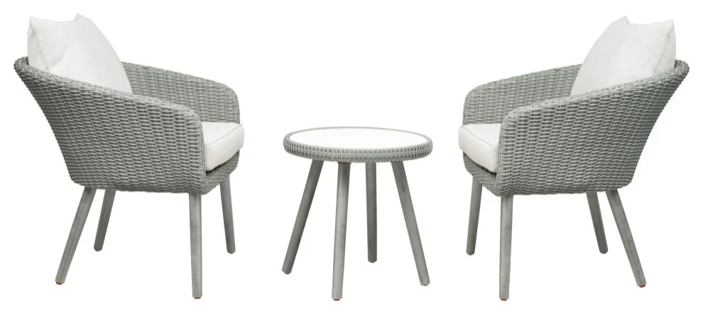 MyGreenearth Outdoor Patio Seating Set 2 Chairs and 1 Table Set (Grey + White)