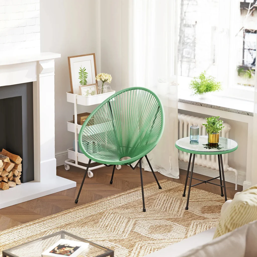 MyGreenearth Outdoor Patio Seating Set 2 Chairs and 1 Table Set (Light Green)