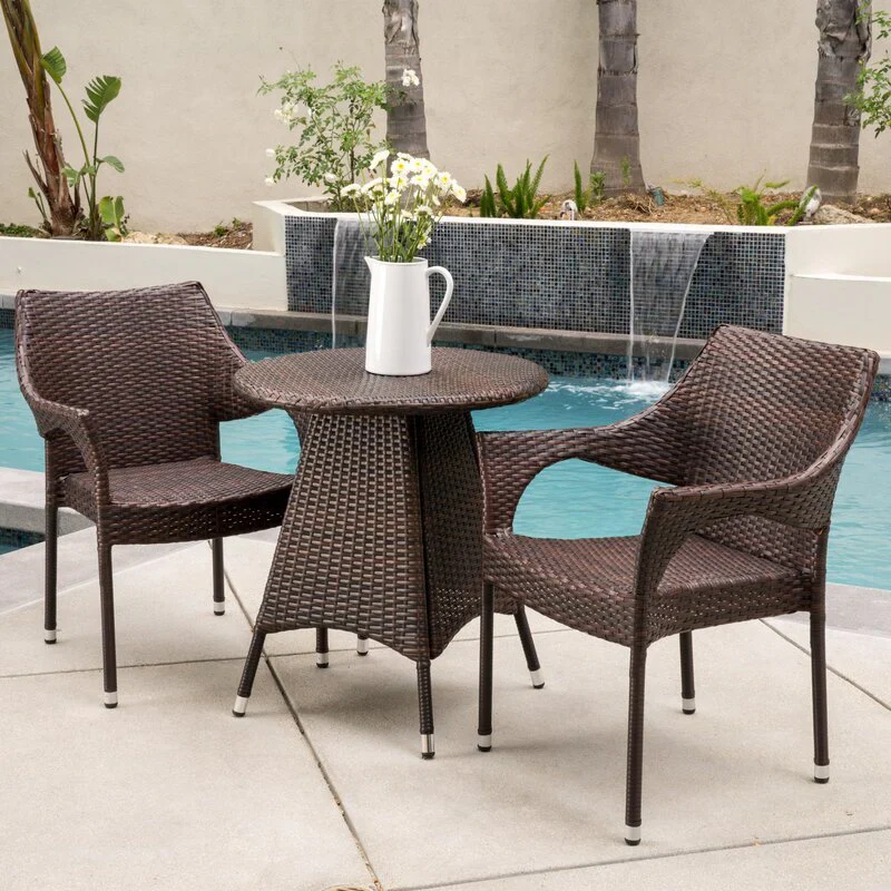 MyGreenearth Outdoor Patio Seating Set 2 Chairs 1 Table Dark Brown