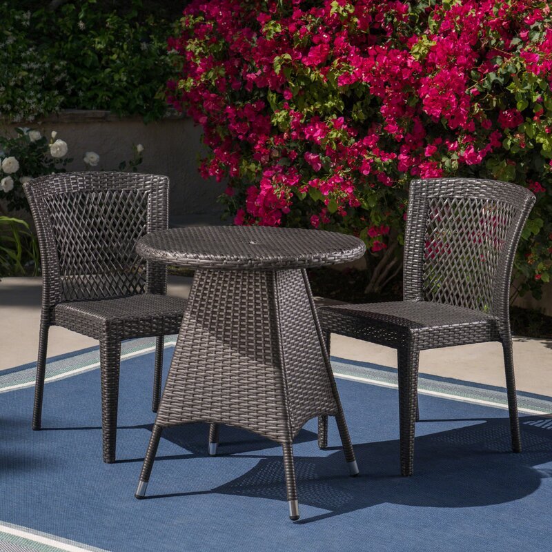 MyGreenearth Outdoor Patio Seating Set 2 Chairs and 1 Table Set Black