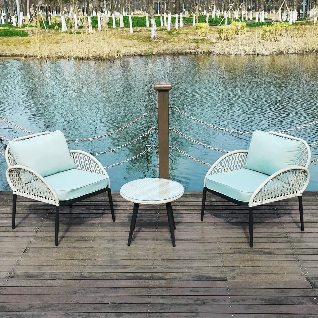 MyGreenearth Outdoor Patio Seating Set 2 Chairs and 1 Table Set (White)