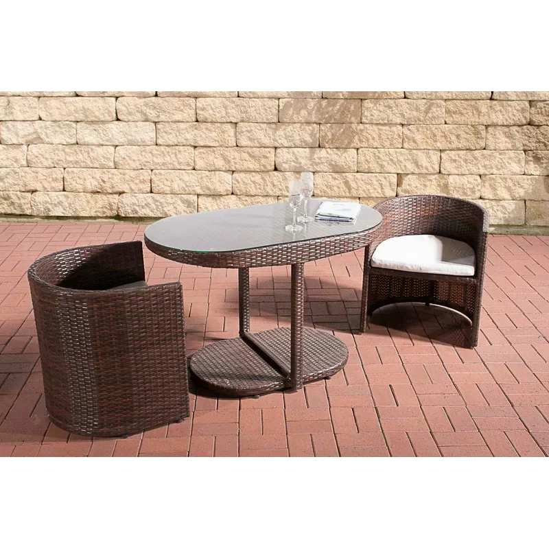 MyGreenearth Outdoor Patio Seating Set 2 Chairs and 1 Table Set Brown