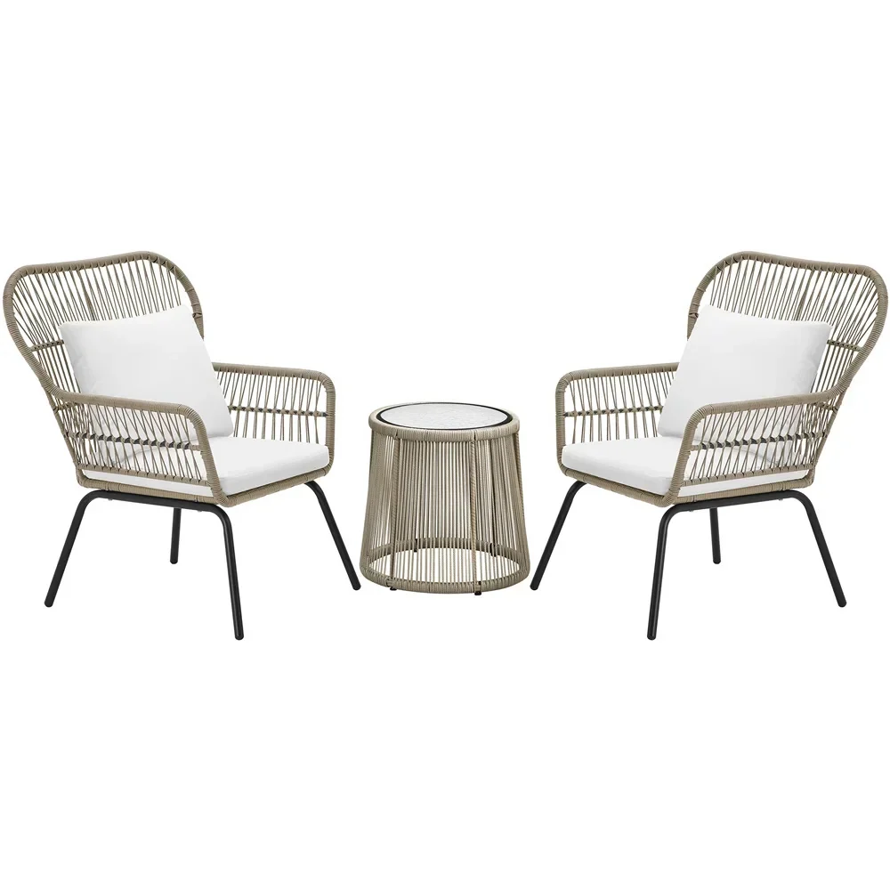 MyGreenearth Outdoor Patio Seating Set 2 Chairs and 1 Table Set Cream