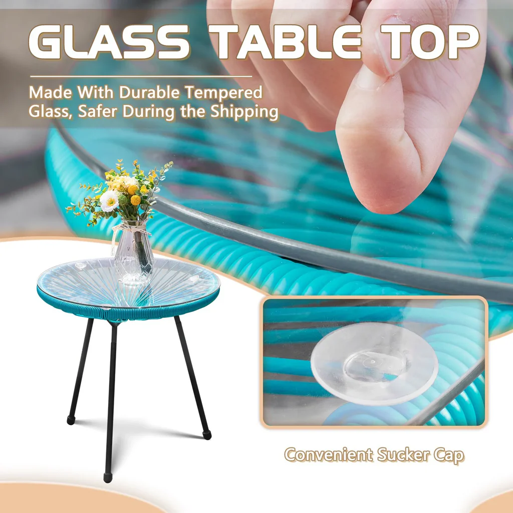 MyGreenearth Outdoor Patio Seating Set 2 Chairs and 1 Table Set (Blue)