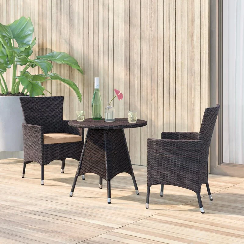 MyGreenearth Outdoor Patio Seating Set 2 Chairs 1 Table Dark Brown