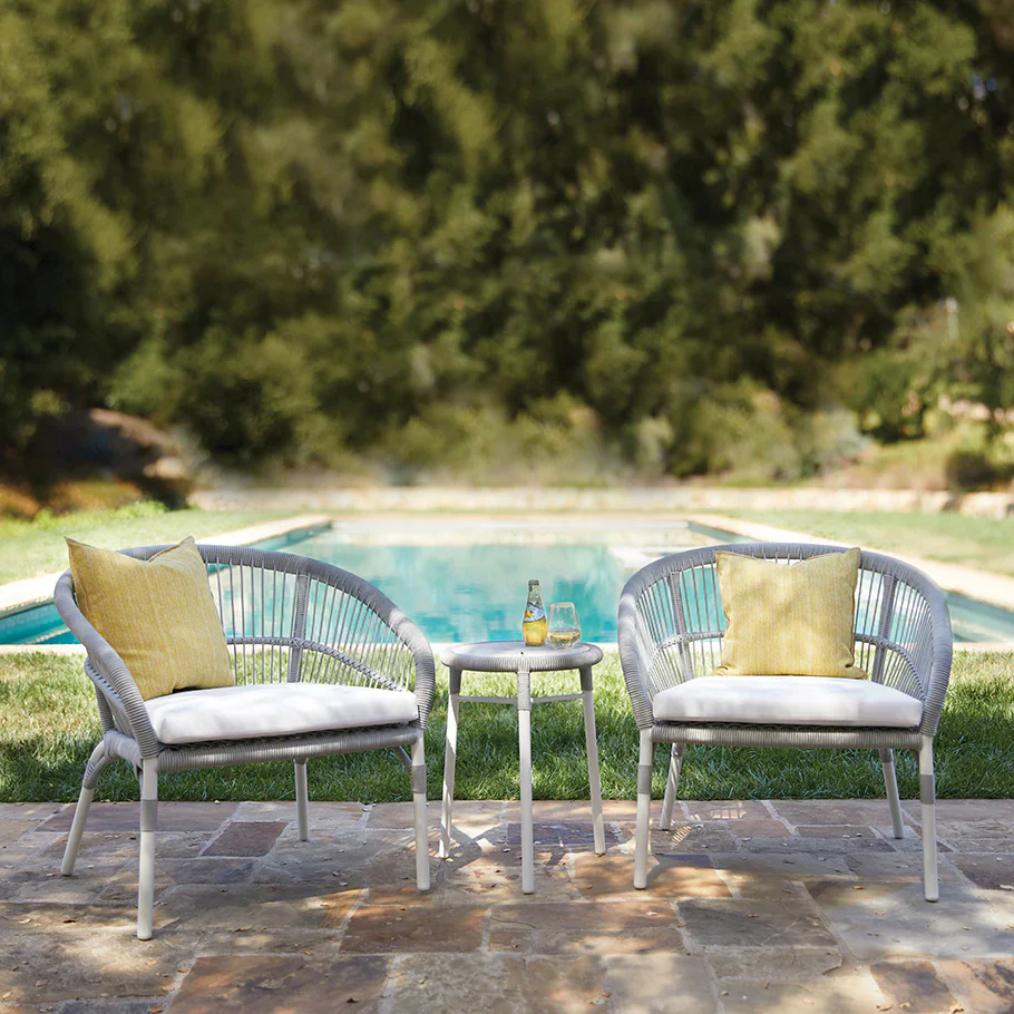 MyGreenearth Outdoor Patio Seating Set 2 Chairs and 1 Table Set (Silver + White) Braided & Rope