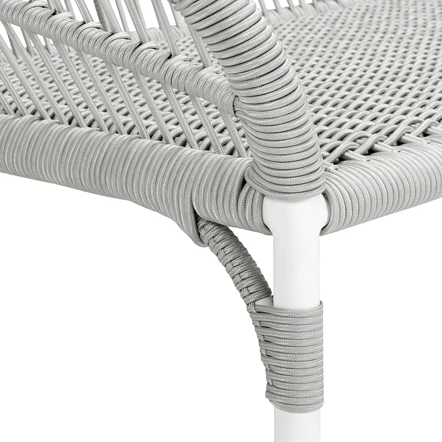 MyGreenearth Outdoor Patio Seating Set 2 Chairs and 1 Table Set (Silver + White) Braided & Rope