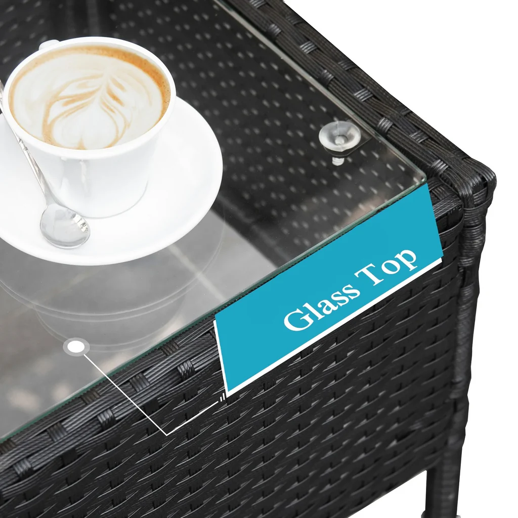 MyGreenearth Outdoor Patio Seating Set 2 Chairs and 1 Table Set Black