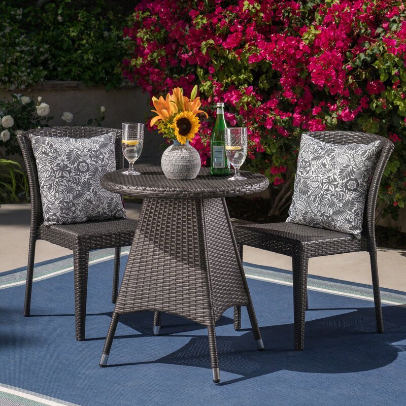 MyGreenearth Outdoor Patio Seating Set 2 Chairs and 1 Table Set Black