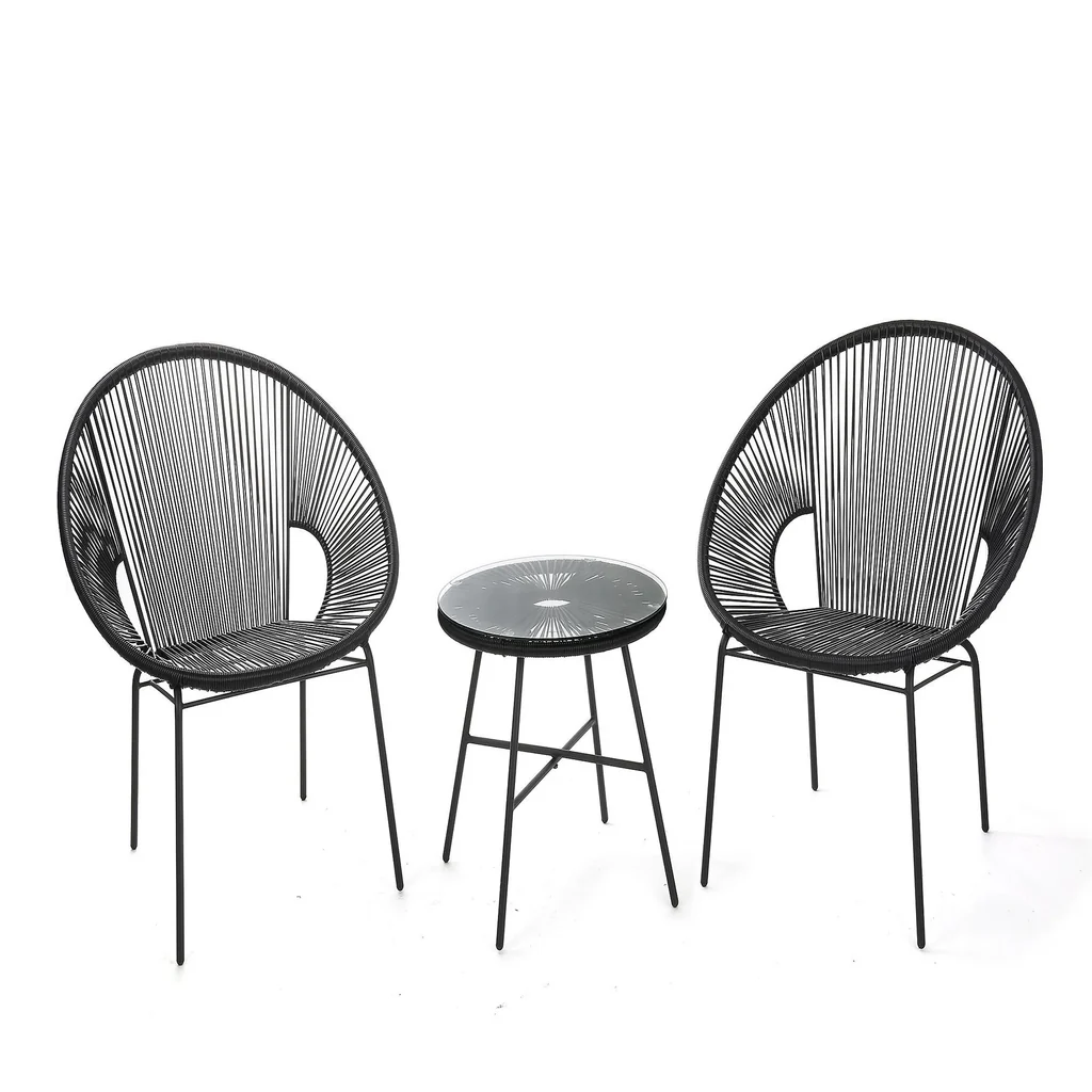 MyGreenearth Outdoor Patio Seating Set 2 Chairs and 1 Table Set (Black)