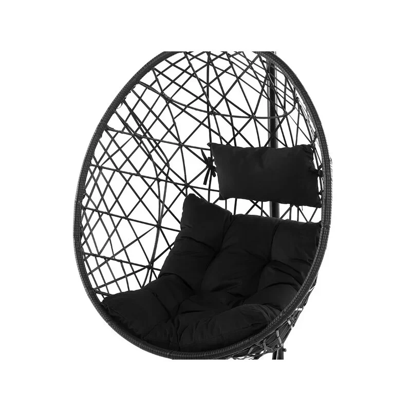 Single Seater Hanging Swing With Stand - Black