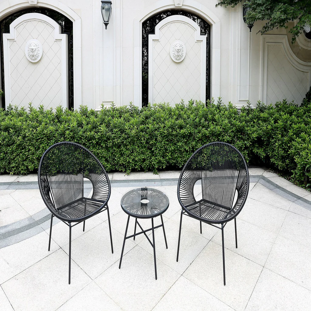 MyGreenearth Outdoor Patio Seating Set 2 Chairs and 1 Table Set (Black)