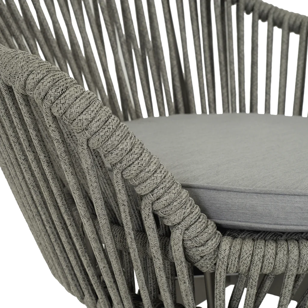 MyGreenearth Outdoor Patio Seating Set 2 Chairs and 1 Table Setc(Grey) Braided & Rope