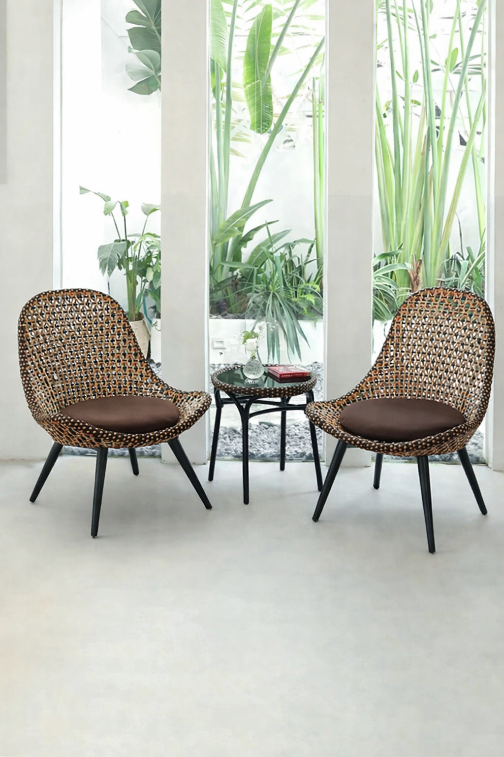 MyGreenearth Outdoor Patio Seating Set 2 Chairs and 1 Table Set (Brown)