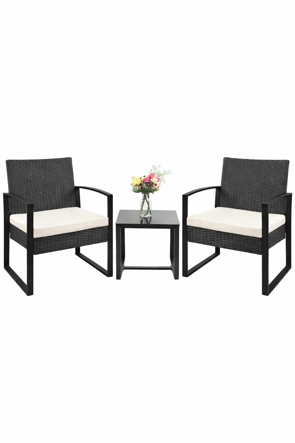 MyGreenearth Outdoor Patio Seating Set 2 Chairs and 1 Table Set (Black)