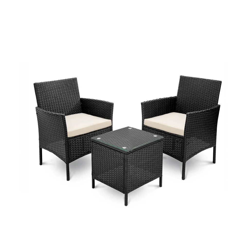 MyGreenearth Outdoor Patio Seating Set 2 Chairs 1 Table Black