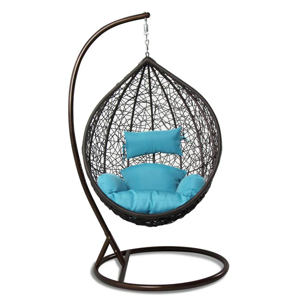 MyGreenearth Single Seater Hanging Swing With Stand For Balcony , Garden Swing (Black)