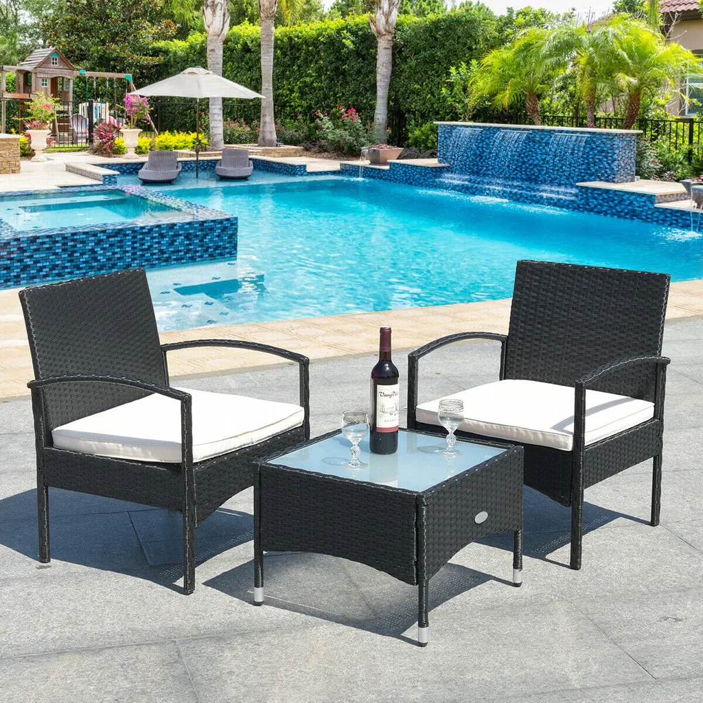 MyGreenearth Outdoor Patio Seating Set 2 Chairs and 1 Table Set (Black)