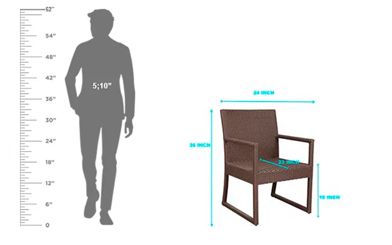 MyGreenearth Outdoor Patio Seating Set 2 Chairs and 1 Table Set (Brown)