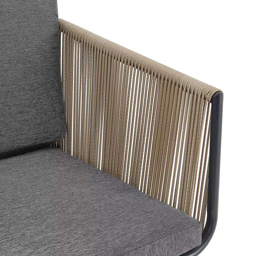 MyGreenearth Outdoor Patio Seating Set 2 Chairs and 1 Table Set (GREY+BROWN) Braided & Rope