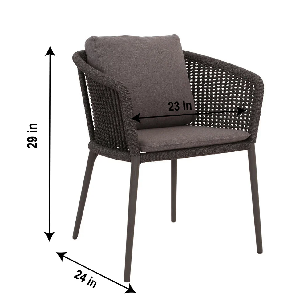 MyGreenearth Outdoor Patio Seating Set 2 Chairs and 1 Table Set (Black) Braided & Rope
