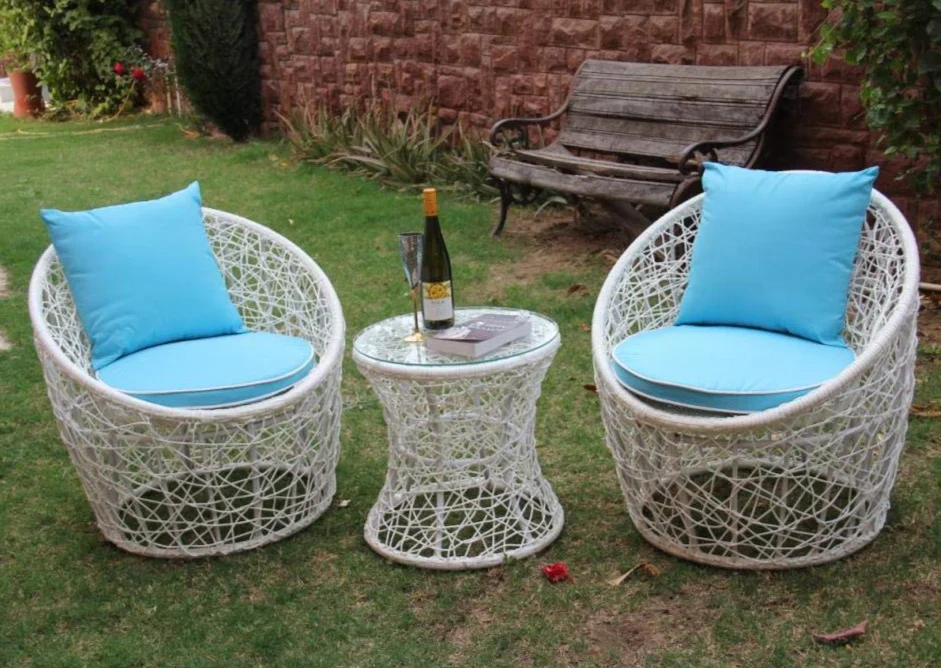 MyGreenearth Outdoor Patio Seating Set 2 Chairs and 1 Table Set (White)