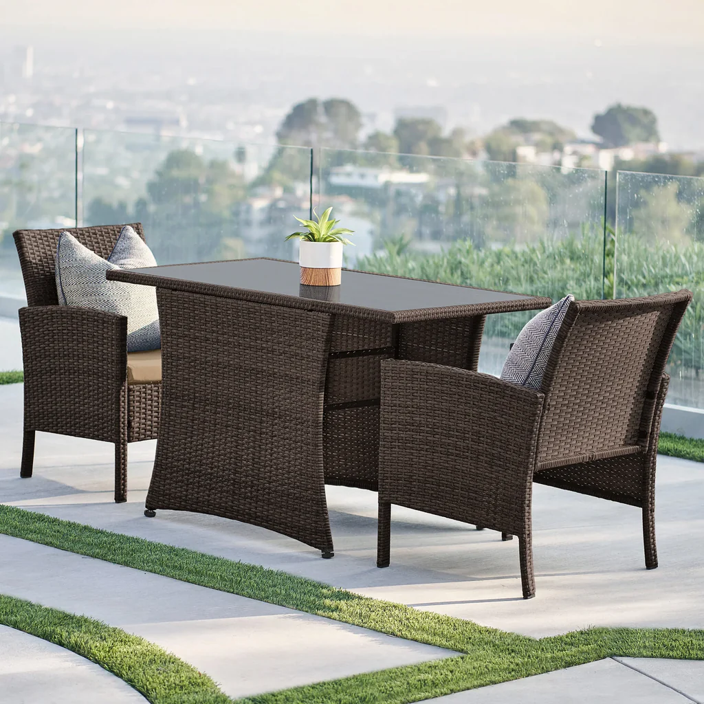 MyGreenearth Outdoor Patio Seating Set 2 Chairs and 1 Table Set (Brown)