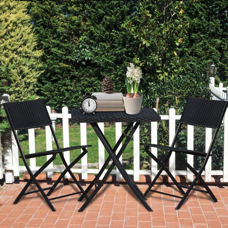 MyGreenearth Outdoor Patio Seating Set 2 Chairs 1 Table Set Black