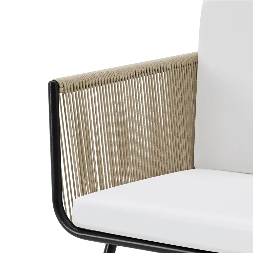 MyGreenearth Outdoor Patio Seating Set 2 Chairs and 1 Table Set (Cream) Braided & Rope