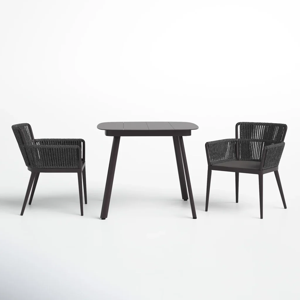 MyGreenearth Outdoor Patio Seating Set 2 Chairs and 1 Table Set (Dark Brown) Braided & Rope