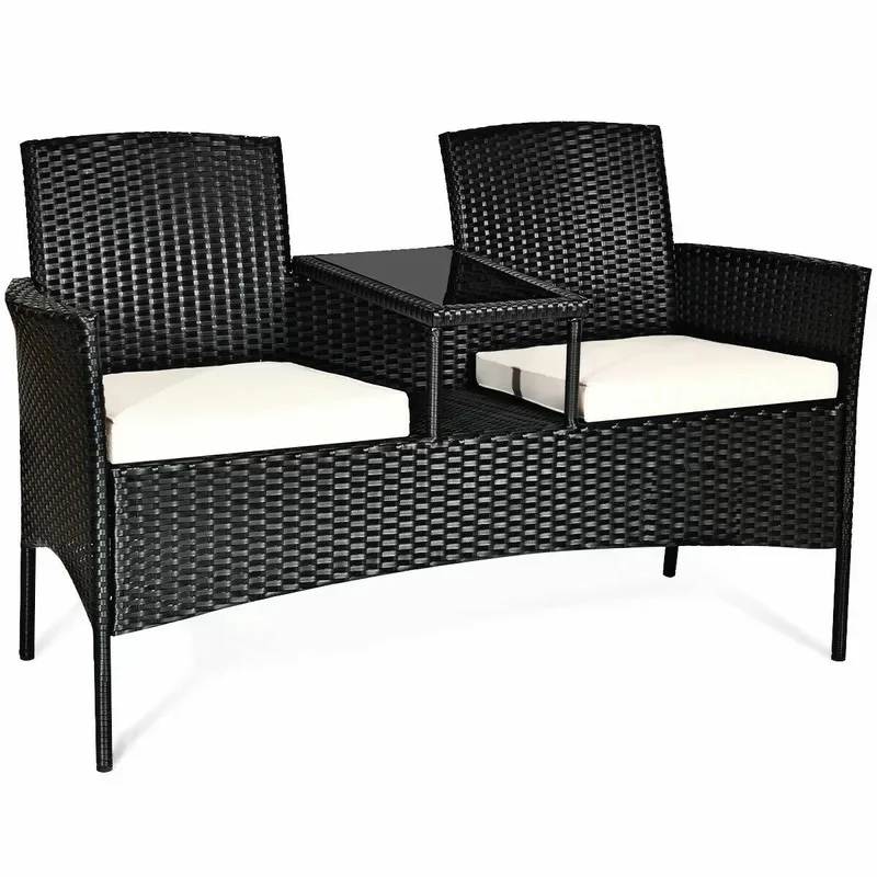 MyGreenearth Garden Patio Seating Set of 2 Chairs and Table Set Black