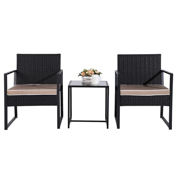 MyGreenearth Patio Seating Set 2 Chairs and 1 Table Set (Black)