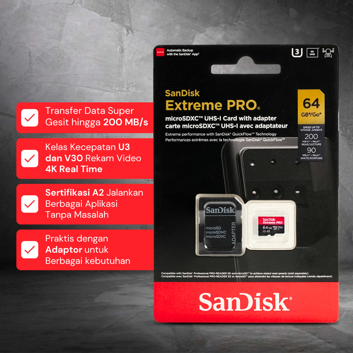 SanDisk Extreme Pro microSDXC UHS-I A2 V30 200MB/s