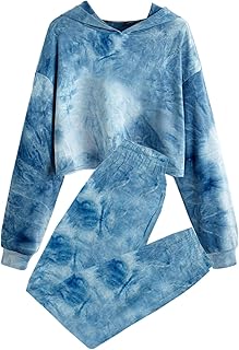 Blue tie-dye sweatshirt and sweatpants set