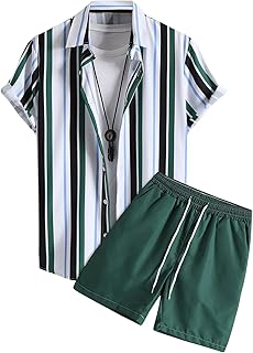 Men's Summer Striped Shirt and Shorts Set