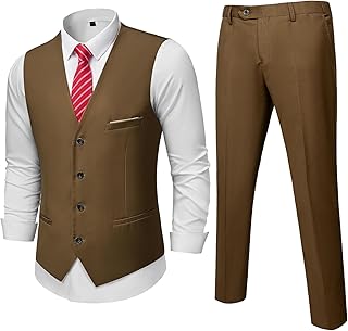 Men's Formal Brown Vest and Pants Set