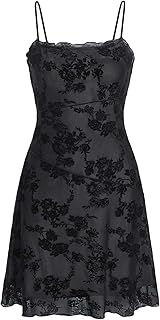 Black Floral Lace Slip Dress
