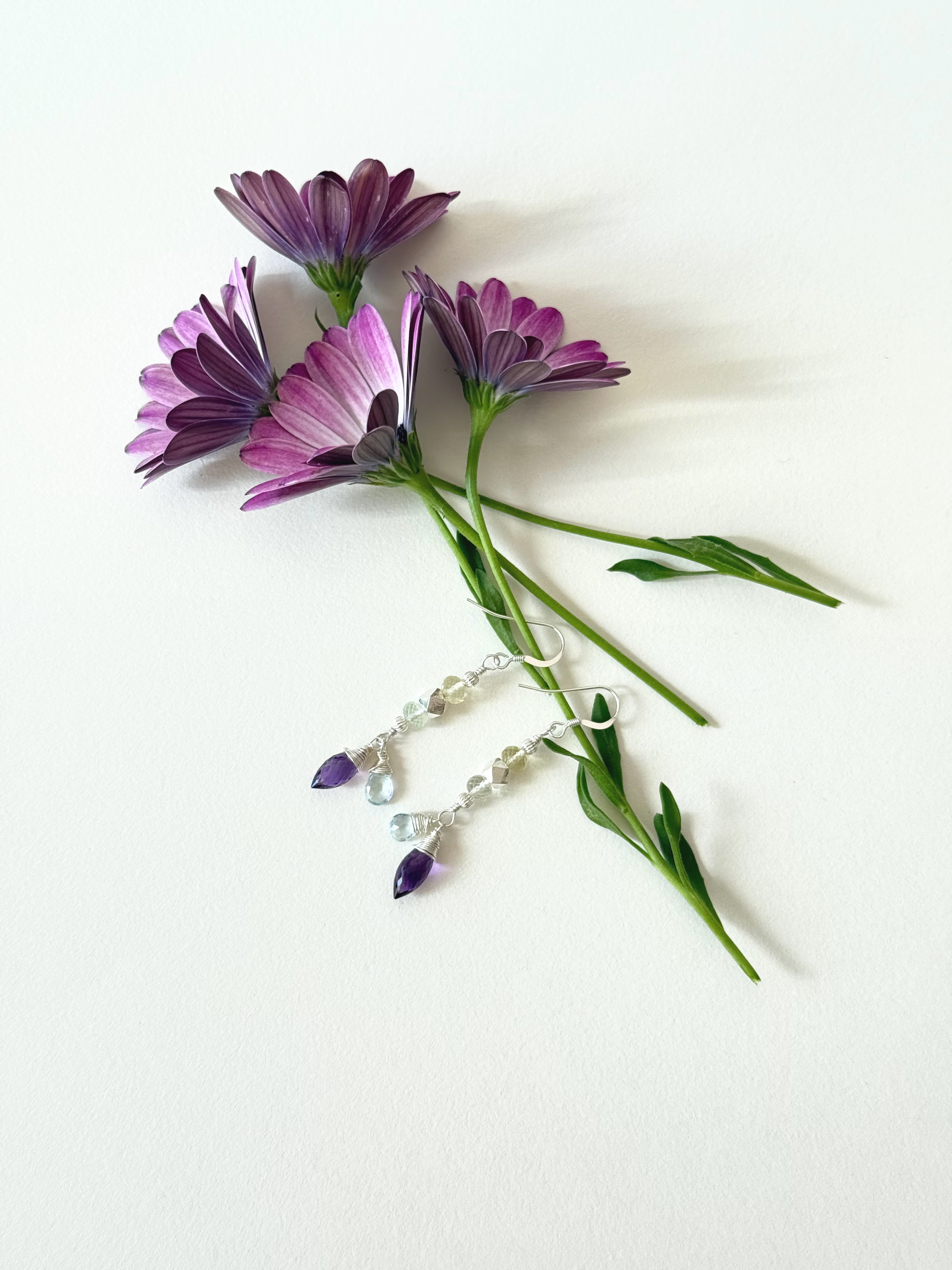 Amethyst and Blue topaz drop Earrings