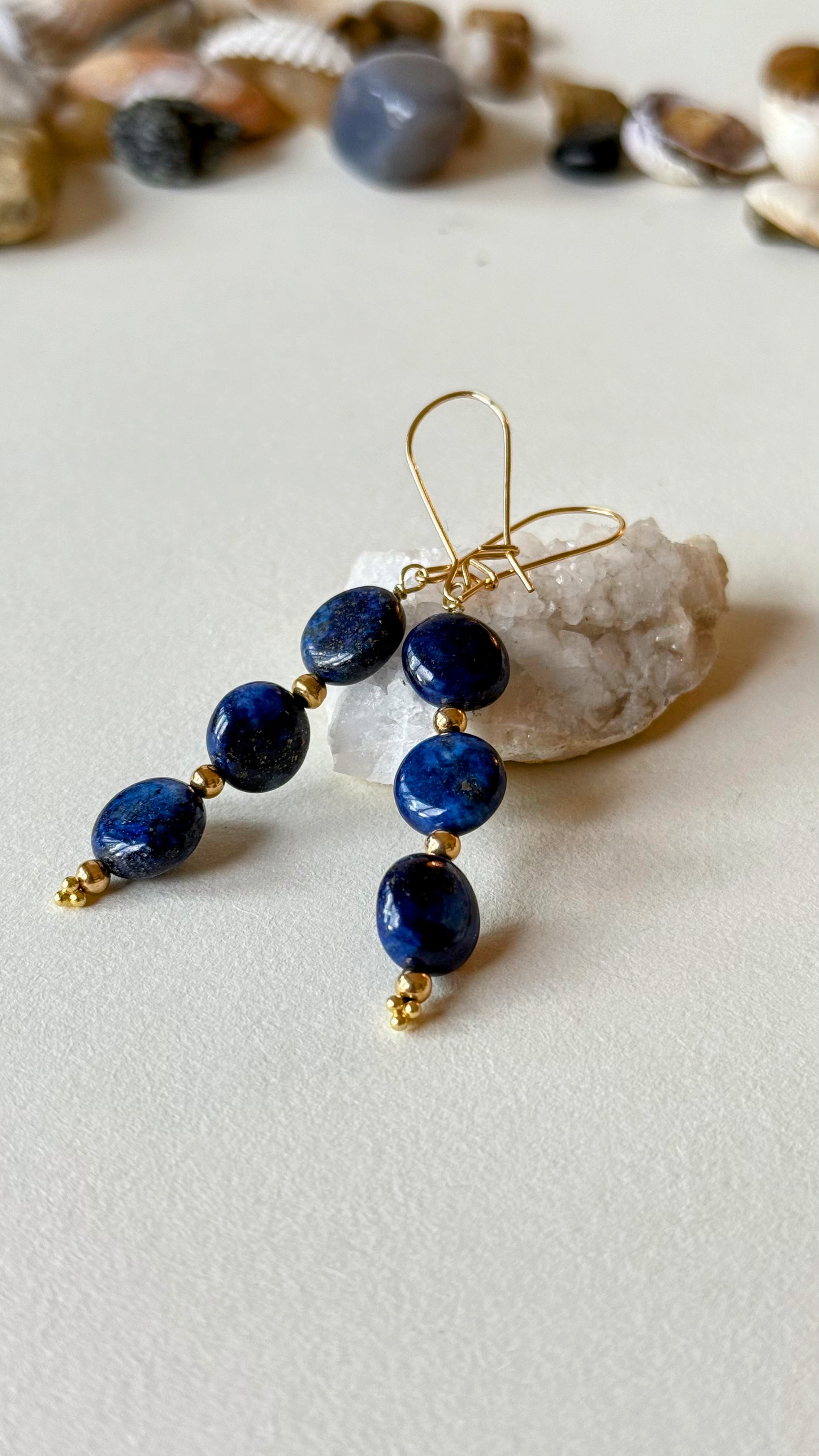Lapis coin earrings