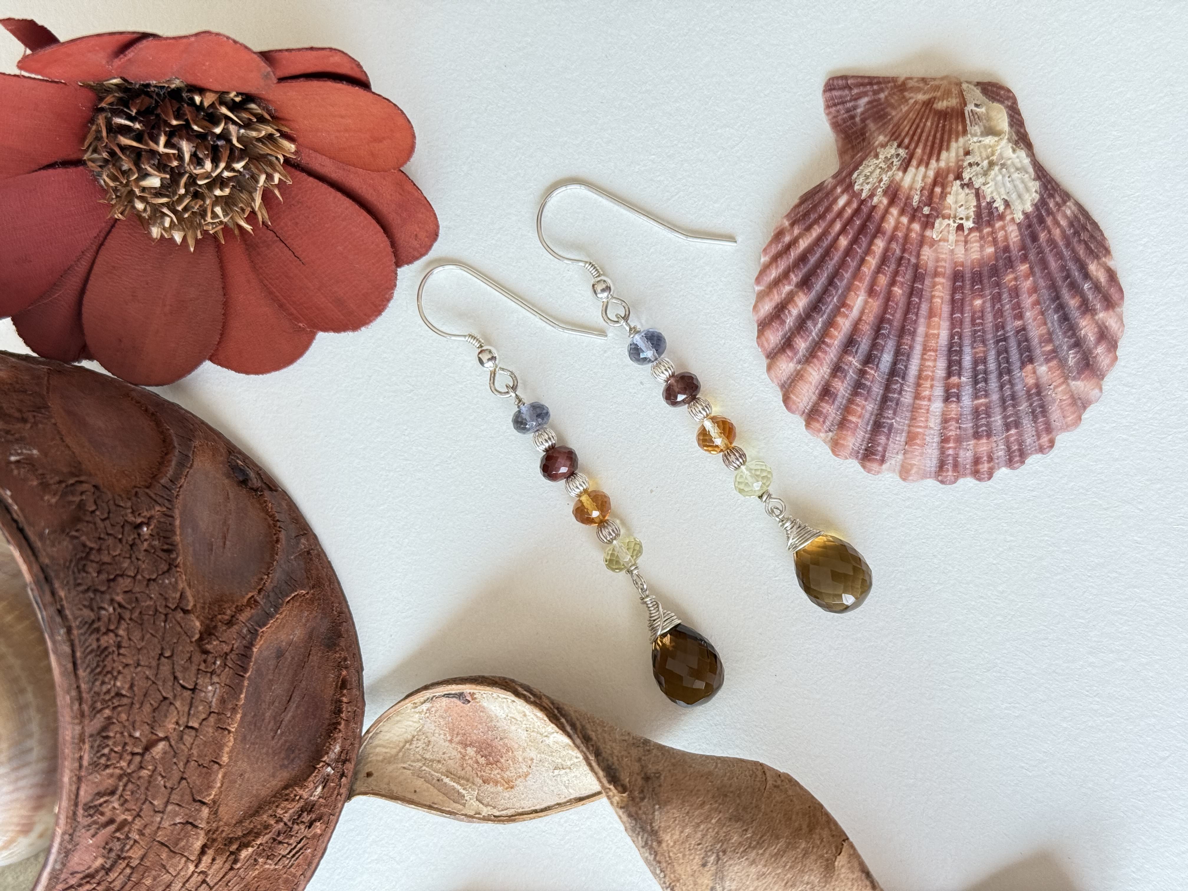 Cognac quartz drop earrings