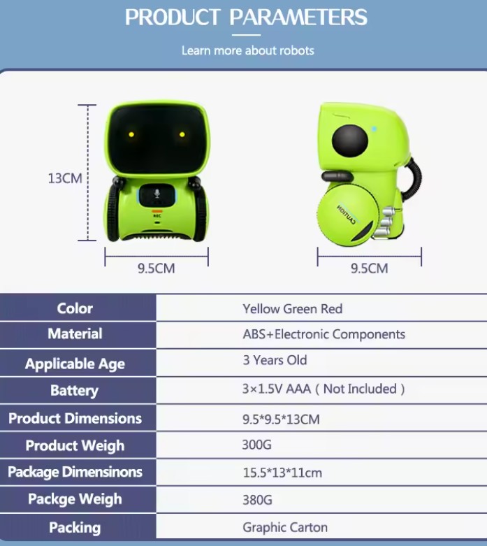 Robô Interativo Infantil amarelo