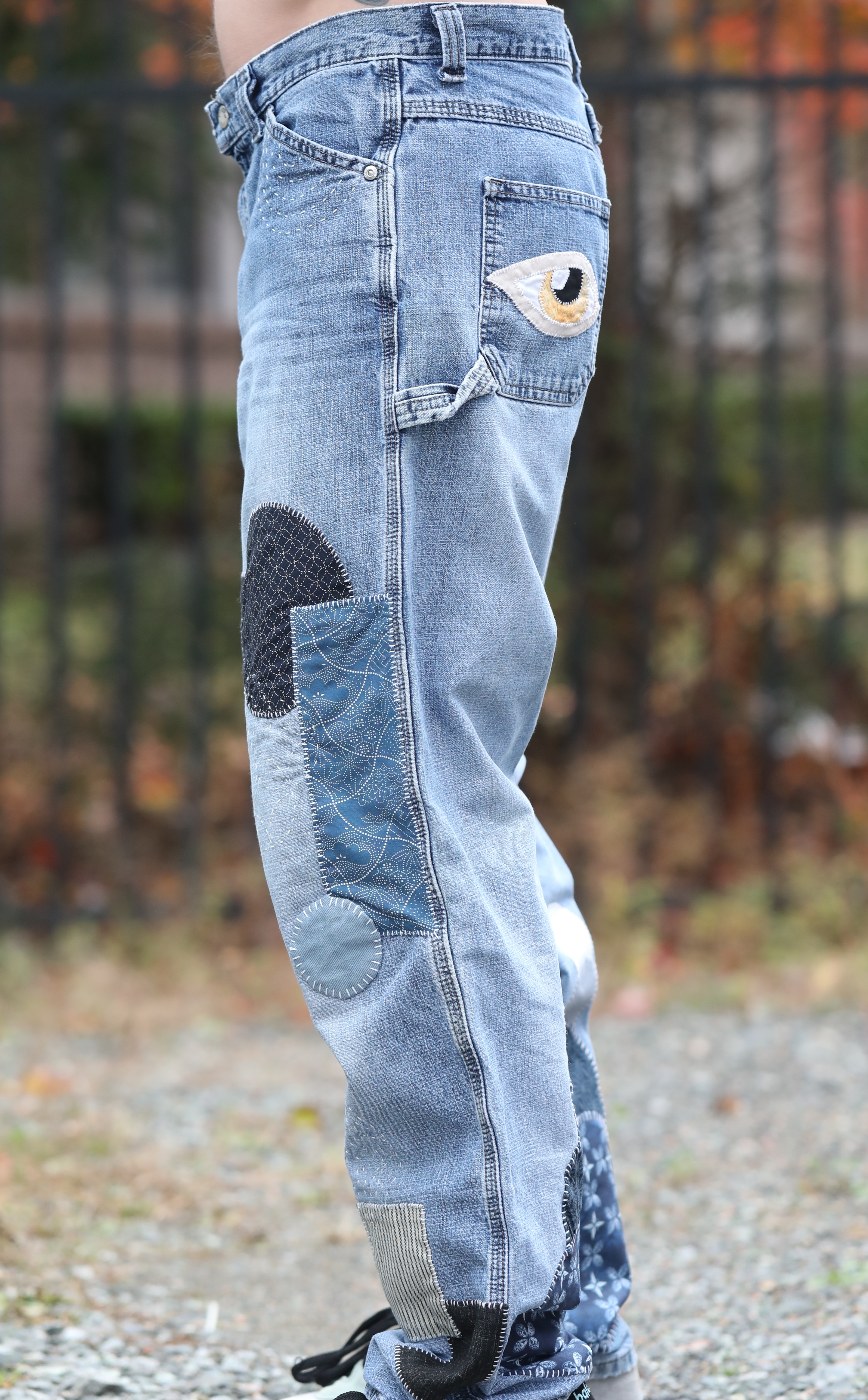 USA Made, Vintage Levi Riveted, Patchwork Embroidered Jeans, Women's 12M