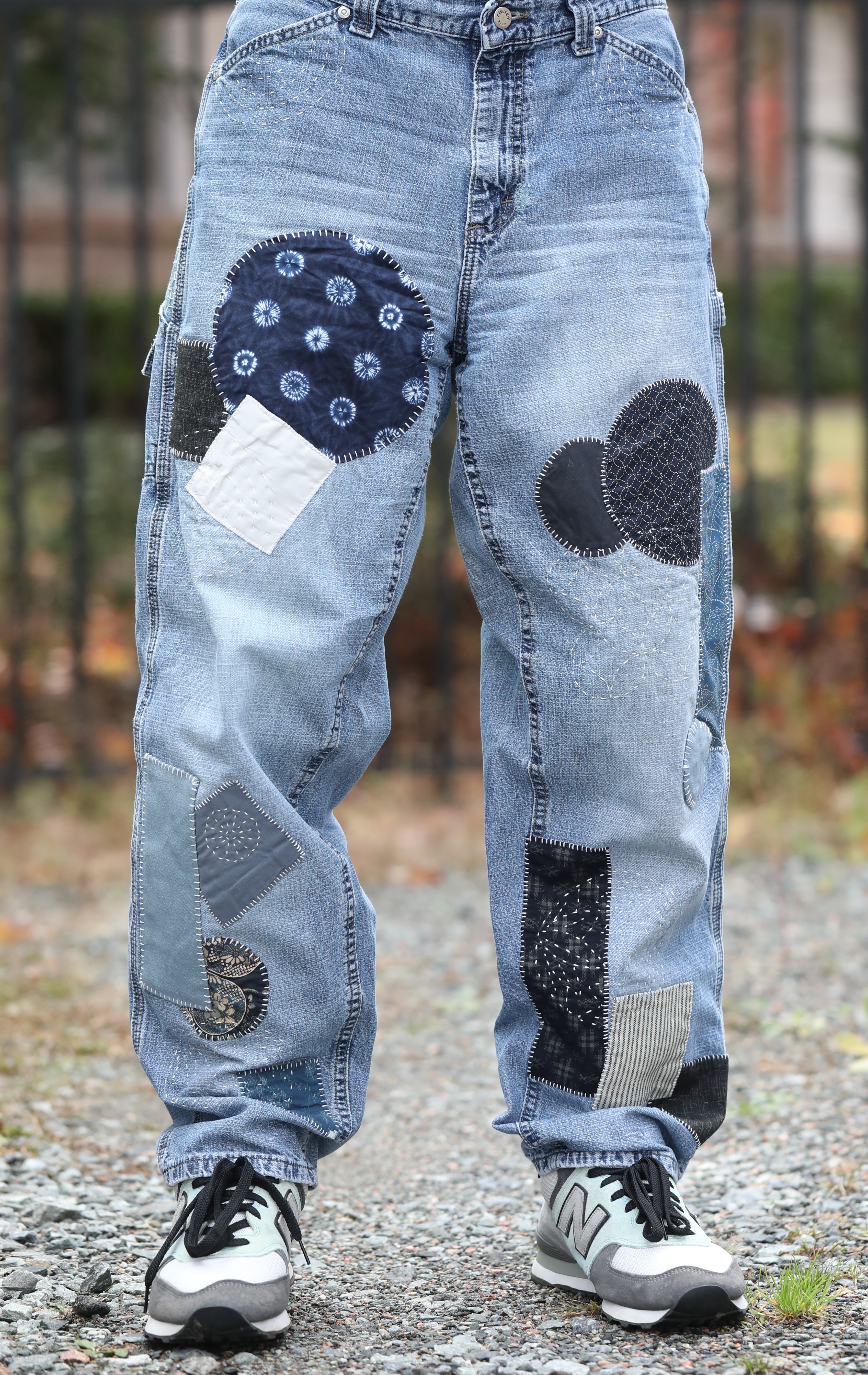 USA Made, Vintage Levi Riveted, Patchwork Embroidered Jeans, Women's 12M