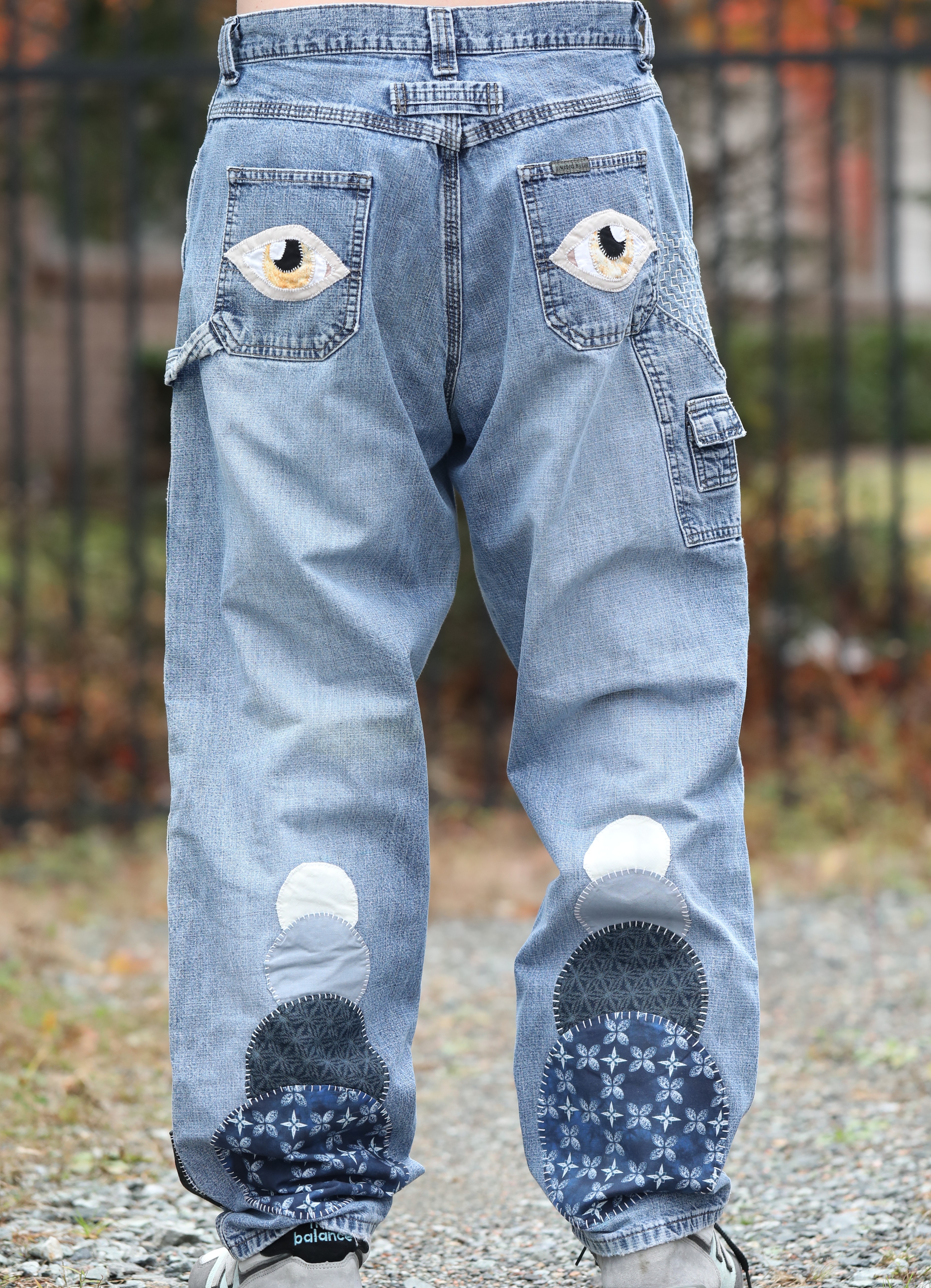 USA Made, Vintage Levi Riveted, Patchwork Embroidered Jeans, Women's 12M