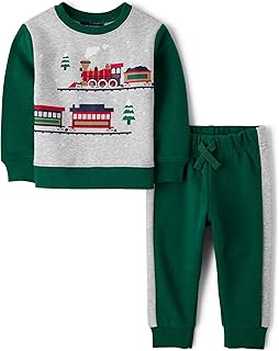 Children's Train Print Sweatshirt and Pants Set