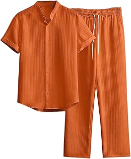 Men's Orange Short Sleeve Pajama Set