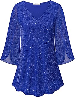 Women's Sparkly Blue Tunic Top