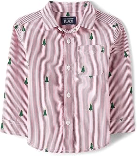 Children's striped shirt with tree print