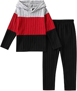 Kids color block hooded sweater set